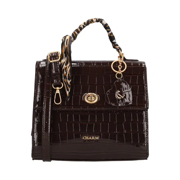 Charm London Handtasche Damen - Work Bag Mittelgroß Mit - Dunkelbraun thumbnail