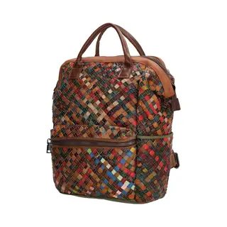 No Label Multi Leer Rugzak - Rugtas - Dames - Kleurrijk - Leer - Leren Dames Tas - Multi