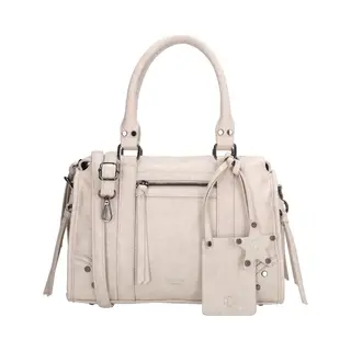 Charm London Berlin Handtas - Voorvak - Achtervak - Schouderband - Pasjesetui - Bagcharm - Dames - Crème