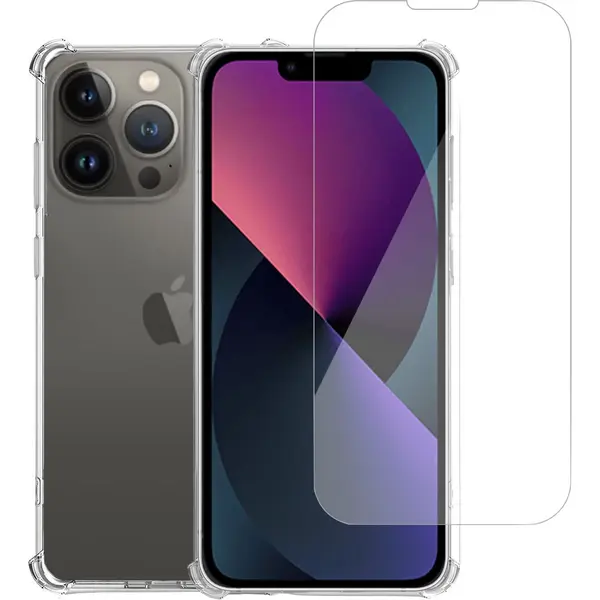 ChiGuard Geschikt Voor IPhone 14 Hoesje + Screenprotector – Gehard Glas Cover +Shock Proof Case – Transparant thumbnail