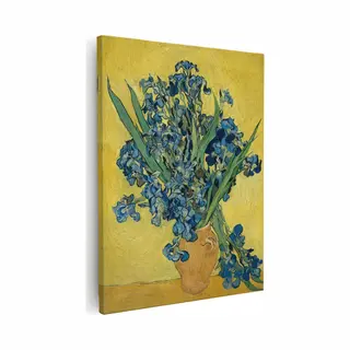 Artaza Canvas Schilderij Irissen In Een Gele Vaas - Vincent Van Gogh - 80x100 - Groot - Kunst - Wanddecoratie Woonkamer
