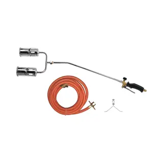 Idealgas Gasbrander - 2 Koppige Dakbrander - Onkruidbrander Met Gashendel - 5 Meter Gasslang Incl Slangbreukbeveiliging