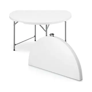 ADSafety Inklapbare Tafel Rond - Campingtafel - Klaptafel - Vouwtafel Buiten - Tuintafel - Ø 122 X H 74 Cm - Wit