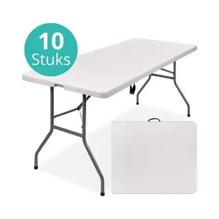 ADSafety Inklapbare Tafel - 10 Stuks - Campingtafel - Klaptafel - Vouwtafel Buiten - Tuintafel - 180 X 74 X 74 Cm - Wit