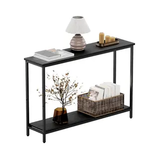 In-Homexl Sidetable - Wandtafel - Haltafel - 120x20x75cm (L X B X H) - Industrieel Design - In.Homexl - Garry - Metaal - Hout - Zwart