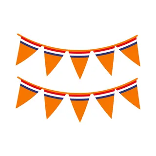 Bellatio Decorations Slinger Oranje - Holland Vlaggenlijn Met Nederlandse Vlag - 10 Meter - Oranje Versiering Wk/ Ek/ Koningsdag - Vlaggetjes