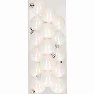 Decoris Kleine Kerstballen - 16x St - Wit Parelmoer - 4 Cm - Kunststof - Kerstversiering