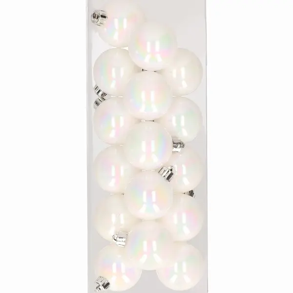 Decoris Kleine Kerstballen - 16x St - Wit Parelmoer - 4 Cm - Kunststof - Kerstversiering thumbnail