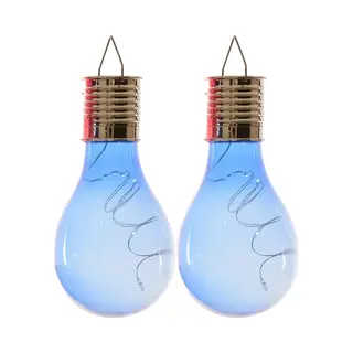 Lumineo Solar Tuin 4x Stuks Led Ophang Verlichting/lampjes Blauw 14 X 8 Cm - Tuinverlichting Op Zonne-energie
