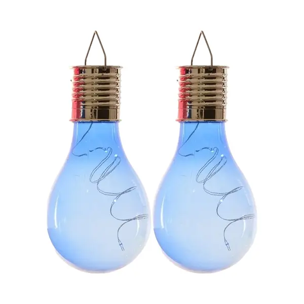 Lumineo Solar Tuin 4x Stuks Led Ophang Verlichting/lampjes Blauw 14 X 8 Cm - Tuinverlichting Op Zonne-energie thumbnail