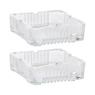 Home & Styling Asbak - 2x - Vierkant - Gedecoreerd Glas - Transparant - 10 X 10 X 4 Cm