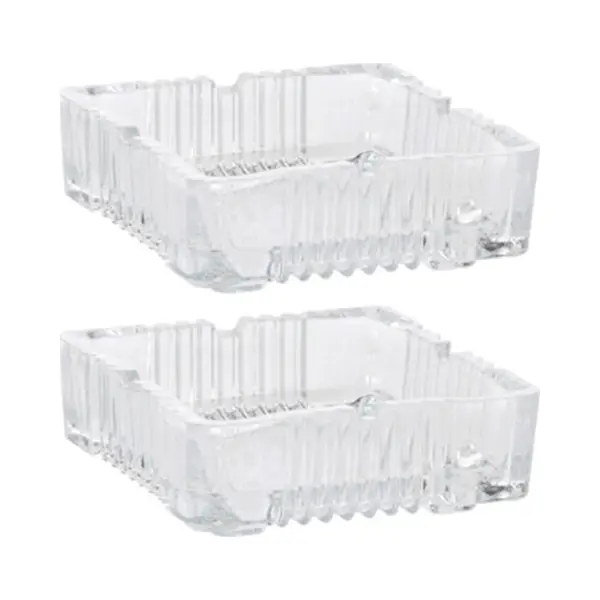 Home & Styling Asbak - 2x - Vierkant - Gedecoreerd Glas - Transparant - 10 X 10 X 4 Cm thumbnail