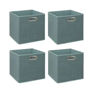 5Five Opbergmand/kastmandje - 4x - IJsblauw - 31 X 31 X 31 Cm - 29 Liter - Vakkenkast Manden - Stof Met Versterkte Bodem - Opvouwbaar