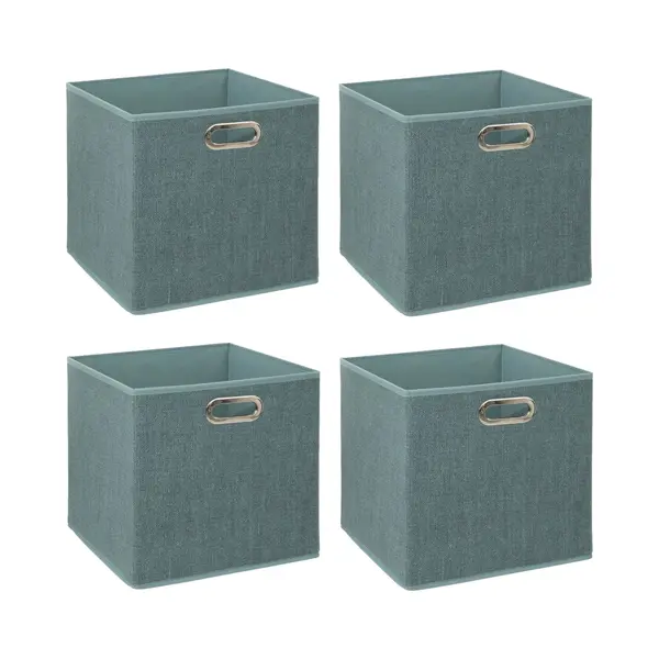 5Five Opbergmand/kastmandje - 4x - IJsblauw - 31 X 31 X 31 Cm - 29 Liter - Vakkenkast Manden - Stof Met Versterkte Bodem - Opvouwbaar thumbnail