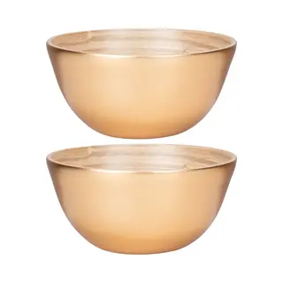 Schaaltje/kommetje - 2x - Goud - Bamboe - D14 Cm - Serveerschaaltje