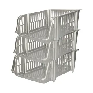 Plasticforte Stapelbare Opbergmand - 4x - Zilver - 16L - Kunststof - 38 X 28 X 15 Cm