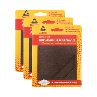 Deltafix Anti-krasvilt - 3x Knipvel - Bruin - 90 X 100 Mm - Rechthoek - Zelfklevend - Meubel Beschermvilt