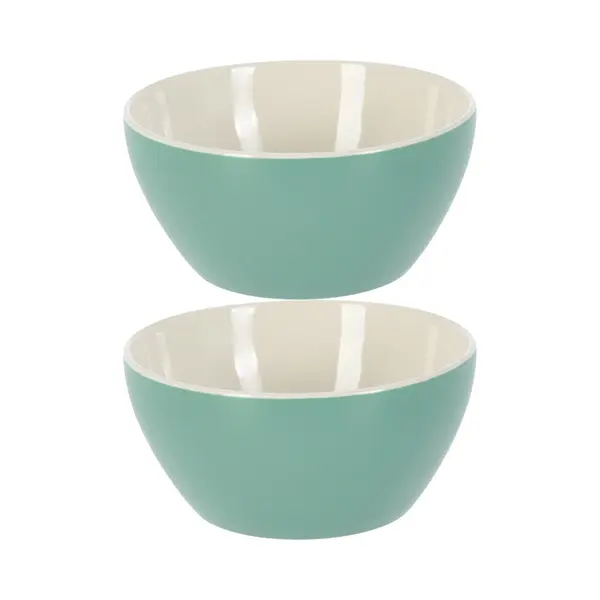Excellent Houseware Soepkommen/schaaltjes - 2x - Acapulco - Porselein - D14 X H6.5 Cm - Groen thumbnail