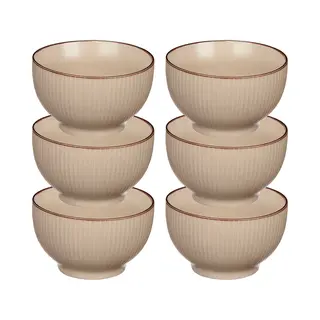 Vivalto Kommetjes/serveer Schaaltjes/soepkommen - 6x - Mistique - Porselein - D14 X H8 Cm - Beige - Stapelbaar