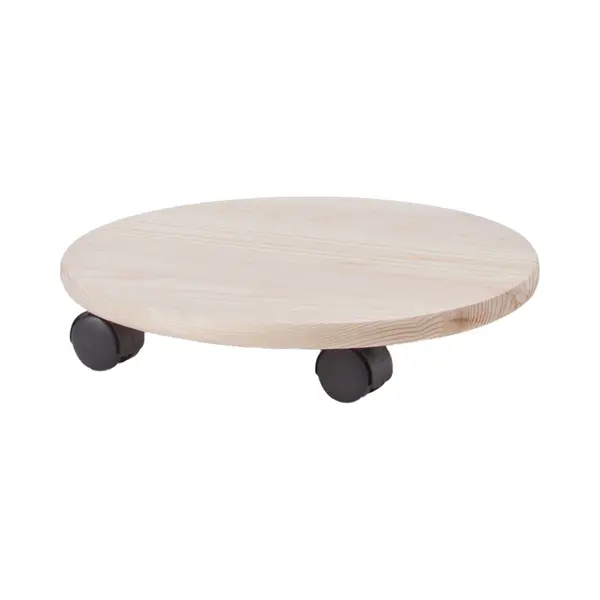 Planten Trolley/multiroller Naturel Hout Rond 35 Cm - 1x - Trolleys Voor Kamerplanten Max 100 Kg thumbnail