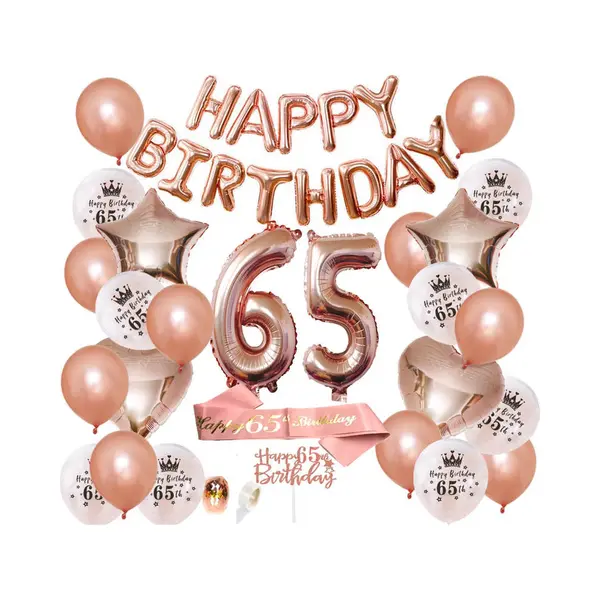 Joya Party® 65 Jaar Verjaardag Versiering | Roségoud | Versiering Verjaardag | Feestversiering | Feestpakketten | Feestversiering Pakketten thumbnail