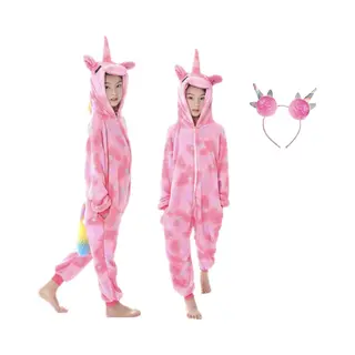 Joyakids Joya Kids® Eenhoorn Onesie | Unicorn Roze Huispak | Verkleed Kostuum Kinderen | Verkleedkleding Jurk | Maat 104/110 (110) + Haarband | Cadeau Meisje