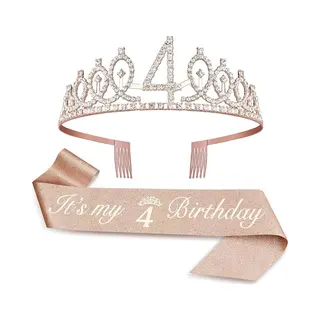 Joya Party® Verjaardagsset | Kroontje En Sjerp | Verjaardag | Verjaardagsfeest | Versiering Kinderfeestje | Leeftijd 4 Jaar