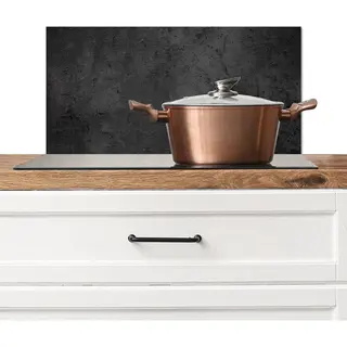 KitchenYeah Spatscherm Keuken - Zwart - Grijs - Beton Print - Spatwand - Industrieel - Keukendecoratie - Achterwand Keuken- 60x30 Cm - Aluminium