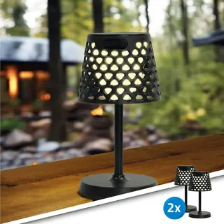 RexTech Solarlamp Porto 3 In 1 | Voordeelset Van 2 | Tafellamp, Wandlamp, Priklamp | Instelbaar Wit Licht | Zwart