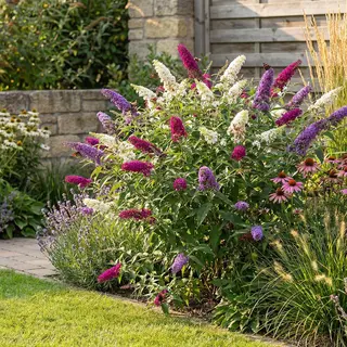 Bloomique - Set Van 2 - Buddleja Davidii Tricolor - Drie Kleuren Bloemen - Vlinderstruik - Tuinplanten - Winterhard - 30-40 Cm Hoog - Pot 17 Cm