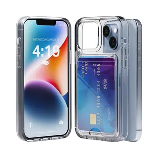 My Case Hoesje Geschikt Voor IPhone 13/14 Met Pasjeshouder Transparant - Met Kaarthouder - Kristalhelder - Hard Case
