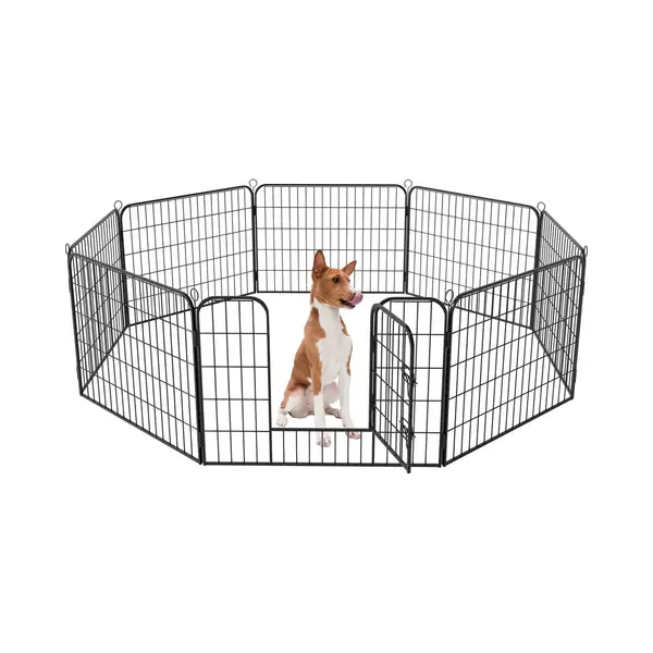 Avalo Puppyren AÃÉÀú210cm Opvouwbaar Zwart - 8 Panelen 80x60cm - Dierenren / Konijnenren / Hondenren thumbnail