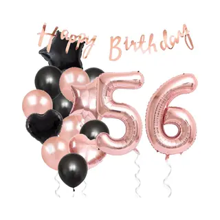 Snoes Ballonnen 56 Jaar Feestpakket – Versiering – Verjaardag Set Liva Rose Cijferballon 56 Jaar - Heliumballon