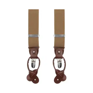 Suitable Luxe Bretels Beige - Pattern, Lussen Met Knoopsgat En Klemsluiting - Met Brede Stevige Clips - Heren / Unisex - Volwassenen - Luxe
