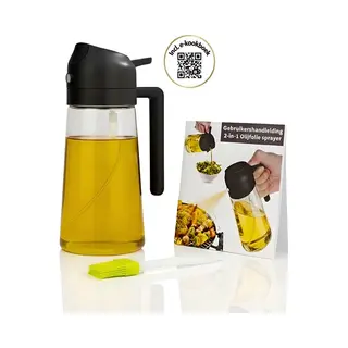 Navazz Olijfolie Sprayer - 2-in-1 Spray- En Schenkfunctie - Glas - Olie Sprayer - Olie Spray Voor Koken, Grillen En Bakken - Oliefles - Inclusief