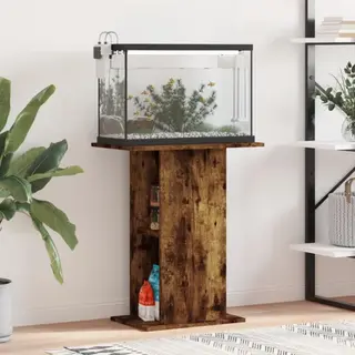 VidaXL Aquarium Stand - Smoked Oak Finished Engineered Wood, Adequate Storage Space, Stable And Versatile - Ideal For Home Decor