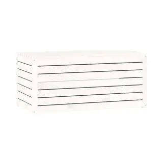 VidaXL Gartenbox, Auflagenbox Mit Deckel, Kissenbox Mit Stauraum, Outdoor Aufbewahrungsbox Gartentruhe Holztruhe, Weiß Massivholz Kiefer
