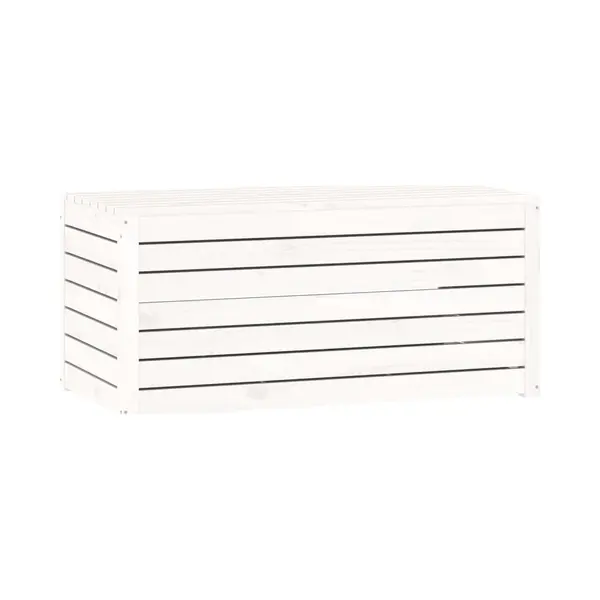 VidaXL Gartenbox, Auflagenbox Mit Deckel, Kissenbox Mit Stauraum, Outdoor Aufbewahrungsbox Gartentruhe Holztruhe, Weiß Massivholz Kiefer thumbnail