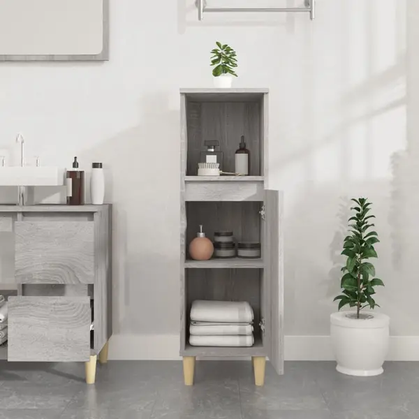Badschrank Grau Sonoma 30x30x100 Cm Holzwerkstoff Vidaxl thumbnail