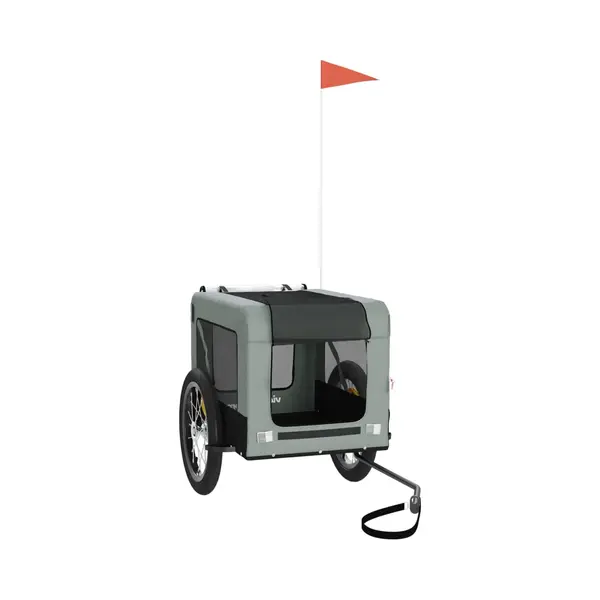 VidaXL Fahrradanhänger Für Hunde, Hundeanhänger Mit Reflektoren Flagge, Hundetransporter Maximale Belastbarkeit 45kg, Grau Schwarz Oxford-Gewebe thumbnail