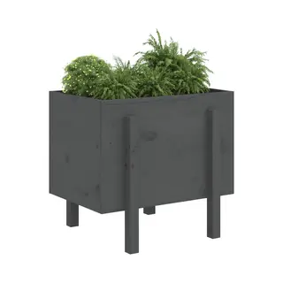 VidaXL Grey Solid Pine Wood Garden Planter 57 X 62 X 50cm - Wilko