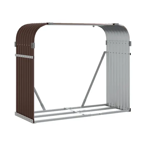 VidaXL Kaminholzunterstand, Kaminholzregal Mit Viel Stauraum, Feuerfest Brennholzregal Mit Haken, Garten Holzlager Unterstand, Braun 120x45x100cm thumbnail