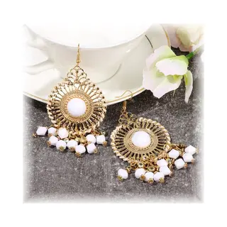 Fako Bijoux® - Oorbellen - Bohemian - Boho Delight - Wit - Goudkleurig