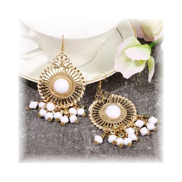 Fako Bijoux® - Oorbellen - Bohemian - Boho Delight - Wit - Goudkleurig thumbnail