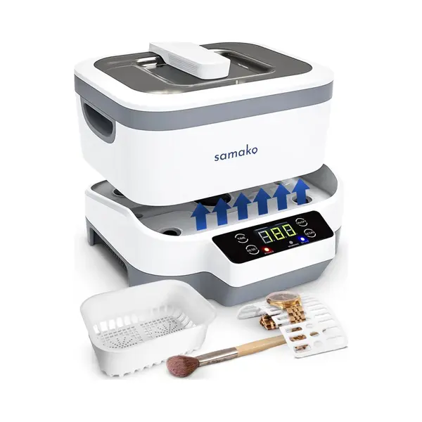 Samako Ultraschallreiniger PowerWave - Reinigungsgerät - Ultraschallbad - Gläser - Schmuck - Uhren - Make-up Pinsel - 1200 Ml thumbnail