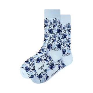 Kunstsokken Kunst Sokken - Delfts Blauw Patroon, Delfts Blauw - Sokken Dames 36 40 - Biologisch Katoenen Sokken - Funny Socks Happy - Vrolijke Sokken - Grappige