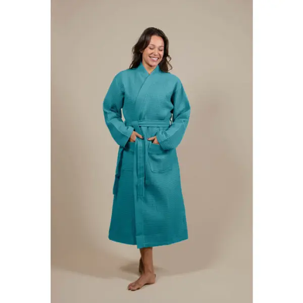 Avezano Royal Sauna Wafel Badjas Heren – Cozylion – 100% Duurzaam Katoen – Oeko-Tex – Olijf Groen – Kimono Stijl – Wafel Badjassen Mannen – Sauna & thumbnail