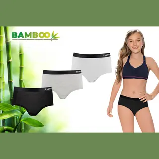 Bamboo - Ondergoed Meisjes - Hipster - Bamboe - 3 Stuks - Zwart Grijs Wit - 134-140 - Onderbroeken Meisjes - Boxershort Meisjes - Ondergoed Kinderen