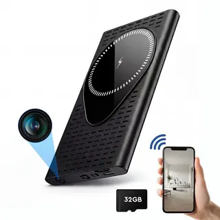 Bp® Spy Camera Powerbank - Verborgen Camera Met Draadloze Oplader - Afluisterapparatuur - Spionage Camera - Werkt Met App - Bewegingsdetectie -