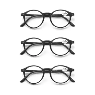 Croon - Leesbril - Leesbril Met Sterkte - Dames - Heren - Set - Round 3 - Delig - Kleur - Black Velvet - Met Sterkte +0.50